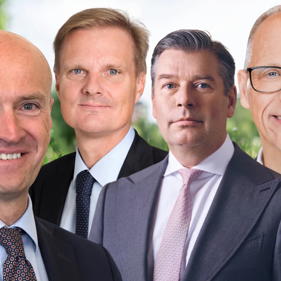 Fotomontage storbankernas VD, Frank Vang-Jensen från Nordea, Johan Torgeby från SEB, Michael Green från Handelsbanken och Jens Henriksson från Swedbank. 
