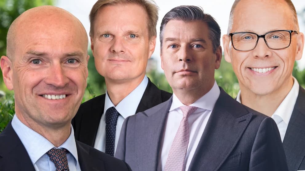 Fotomontage storbankernas VD, Frank Vang-Jensen från Nordea, Johan Torgeby från SEB, Michael Green från Handelsbanken och Jens Henriksson från Swedbank. 