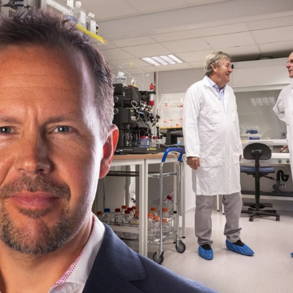 Bioarctic är köpvärt just nu, enligt Lars-Göran Westerberg. I bakgrunden syns Pär Gellerfors och Lars Lannfelt, grundare av biofarmabolaget.