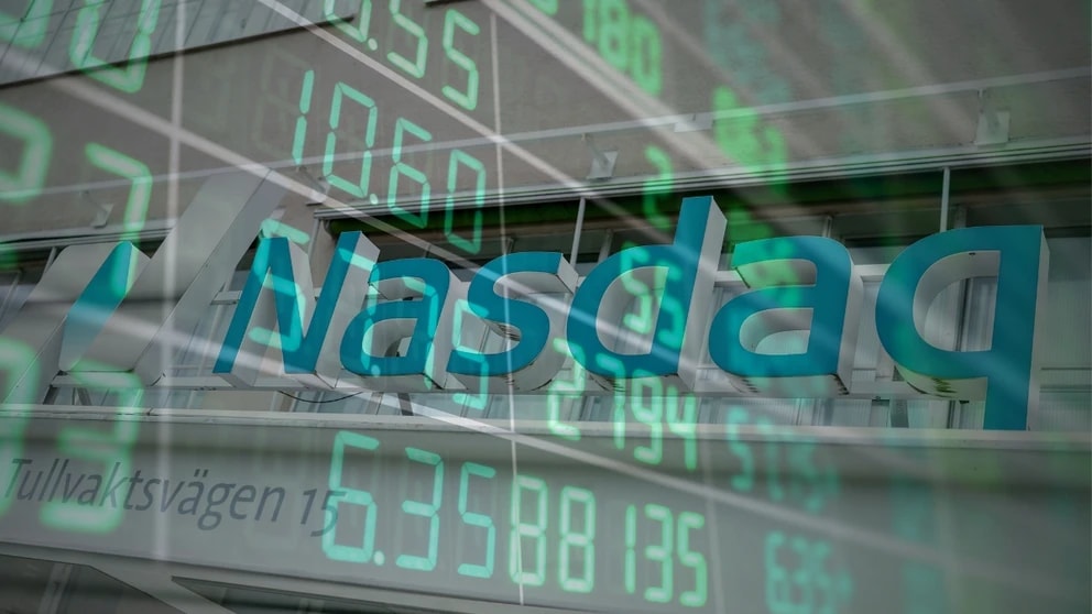 Nasdaq Stockholmsbörsen grön pekar upp grön börs